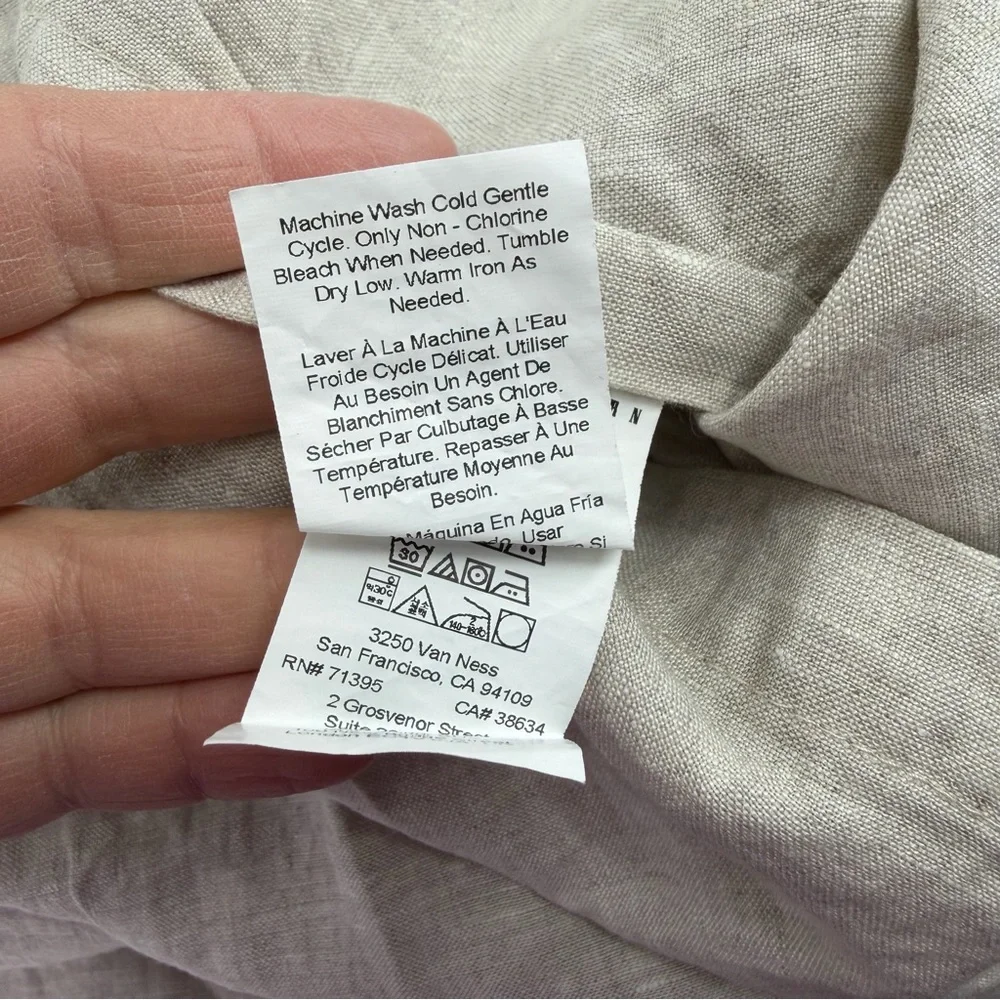 Pottery Barn 100%‎ Linen Flax King Pillow Sham beige
